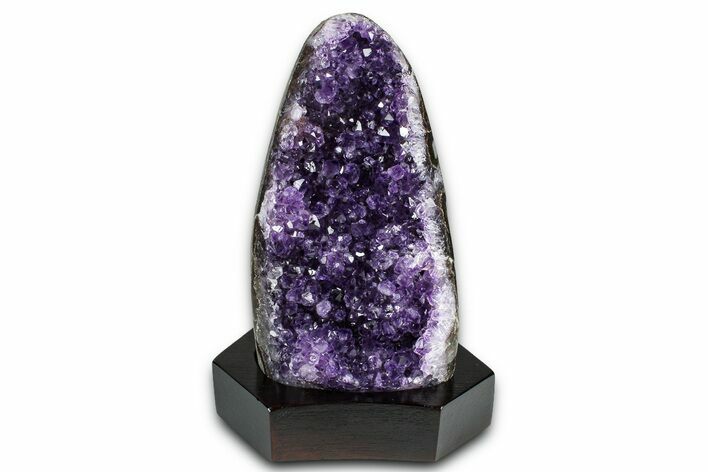 Deep Purple Amethyst Geode With Wood Base - Uruguay #368333